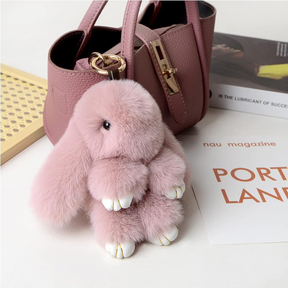 Amazon.com: Rabbit Pendant Bunny Keychain Rabbit Fur Bag